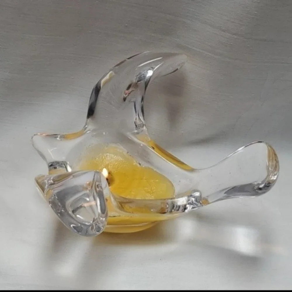Princess House Lead Crystal Flying Dove or Bird Candle Holder - votive